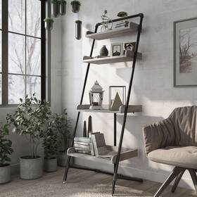 Furniture Of America 193578462780 Callana Rustic 4-shelf Ladder Display Shelf By Vintage Grey Oak Urb