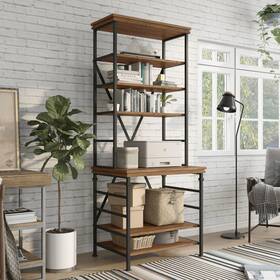 Furniture Of America 193578477241 Rendrick Farmhouse Adjustable Shelves Bookcase By Dark Oak Transitiona