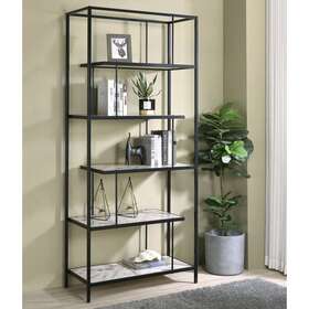Furniture Of America 193578487233 Kressly Contemporary 5-shelf White Metal Bookcase By White/black Coating Urban