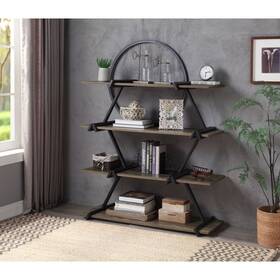 Furniture Of America 193578517503 Dillon Industrial 4-shelf Vertical Open Back Bookcase By Light Walnut Urban Rus