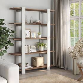 Furniture Of America 847289094661 Heon Modern Walnut 5-tier Display Bookshelf By White/walnut N/a