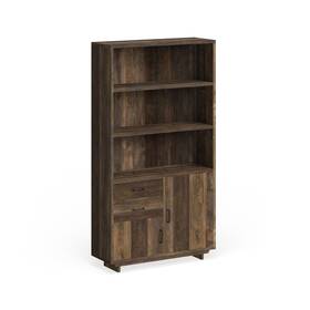 Furniture Of America 889435874147 Jart Country Oak Multi-storage Bookshelf With Drawers By Reclaimed N/a