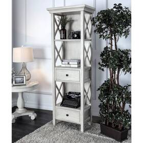 Furniture Of America 889435876424 Biel Rustic White Solid Wood Storage Bookshelf By Antique Transi
