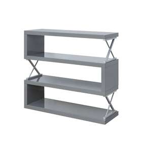 Furniture Of America 889435963162 Loop Contemporary Metal 4-tier Open Back Bookcase By Grey N/a