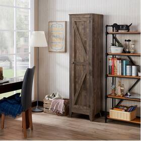Furniture Of America 889435978869 Bres Farmhouse Oak 4-shelf Bookcase Cabinet By Reclaimed Farmho