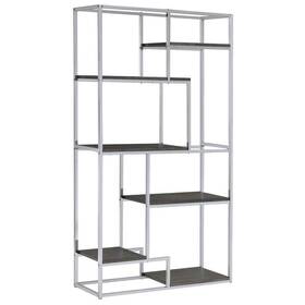 Idf-ac6264crm Furniture Of America Bookcase 70.25 Inch H 6-shelf Asymmetrical Shelf Design Chrome