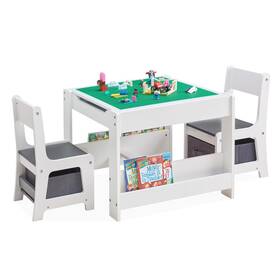 Fjhl-sjzy16 Gabhx Kids Table And Chair Set 4 In 1 Wooden Activity With Bookshelves S