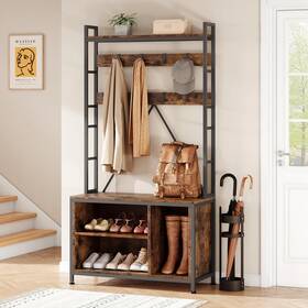 Garvee 629829766661 Coat Rack Freestanding 5 In 1 Industrial Shoe Bench