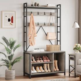 Garvee 629829766678 Coat Rack Freestanding 5 In 1 Industrial Shoe Bench