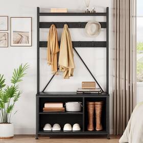 Garvee 629829766685 Coat Rack Freestanding 5 In 1 Industrial Shoe Bench
