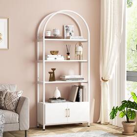 Garvee 955345834602 Arched Bookshelf 4-tier Bookcase With Storage Open