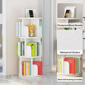 Garvee 955345848319 Rotating Bookshelf 360 Display 3 Tier Floor Standing