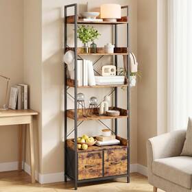 Garvee Clt-mukcbyrb-etdnzl6k-c7 6 Tier Tall Bookshelf Modern Bookcase With Fabric Drawer Industrial