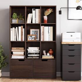 Garveehome Yrf42rwuzc61ribp4emb W7l3l Bookshelf Modern Bookcase Storage Cabinet With Drawers And 9 Cube