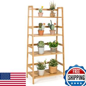 B09v5kxhv5 Giantex Ladder Shelf 4 Tier Bamboo Bookshelf 48 Tall Freestanding