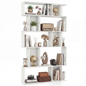 Giantex Gt13604-jvwh 5-tier Bookshelf 10-cube White Geometric Bookcase With 5 Closed-back