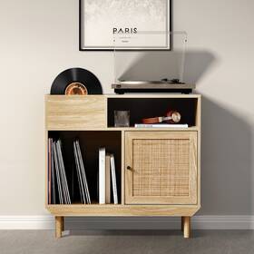 Giratree 797409088936 32.6 Inch W Record Player Stand Table/record Storage Cabinet