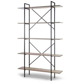 Glamour Home 720310589117 August 84.75 Inch Metal Frame Light Brown Etagere Bookcase Oak Modern And Contempor