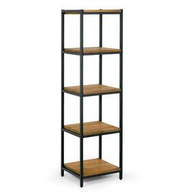 Glamour Home 731236400509 Ailis 57 Inch Brown Pine Wood Shelf Etagere Bookcase Media Black/brown Modern And Cont