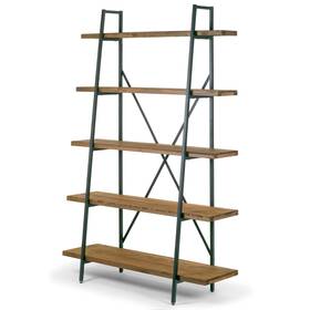 Glamour Home 789185986032 Ailis 71.5 Inch Leaning Etagere Brown Pine Wood Metal Frame Modern And Contempor