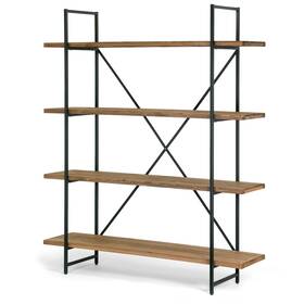 Glamour Home D Cor 731236400721 Ailis Brown Wood/metal 4-shelf Etagere Bookcase Walnut Industrial Modern And Cont