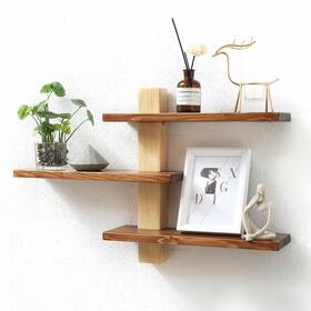 Grid Forte Gf Rws 01 Wood 3 Tier Floating Shelf Large Minimalist Wall Shelves Mid Cen