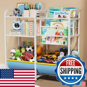 Guibukeyan B0d9pwpmx5 3 In 1 Kids Bookshelf And Toy Storage Organizer Baby Montessori