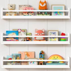 Harwaya B0cz3rs83s White Toddler Wall Bookshelf For Kids Room 36 Inch Long Floating