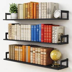 Hwfs25-002 Harwaya Large Floating Book Shelves For Wall Set Of 3 36 Inch Long Moun