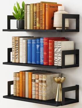 Harwaya Hwfs25-502 Wall Mounted Bookshelf Floating Bookshelves For Bedroom 17 Inches L