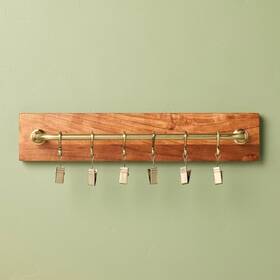 93551232 Hearth & Hand With Magnolia Brass And Wood Wall Rail Clips -