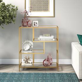 Heath & Cliff 810062532308 Isla Bookcase Brass 40 Inch Tall