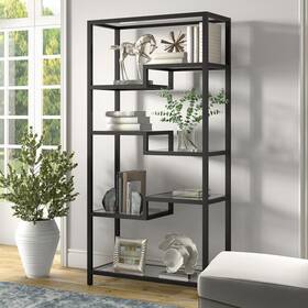 Heath & Cliff 810325034518 Johann Bookcase Blackened Bronze 68 Inch