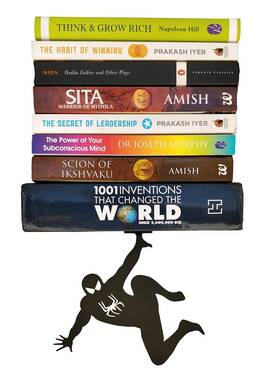 Heavenlykraft Hk 250 Wall Mounted Metal Floating Bookshelf Supported By Superheros Invisible Books