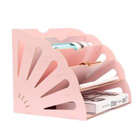 Hiyoo 791276132006 5 Sections Assembly File Sorter Buckle Design Office Wood Organizer Docu