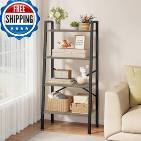 Hoctieon B0dknc3pzv 4-tier Industrial Ladder Bookshelf Narrow Shelf Tall Standing