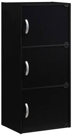 Hodedah 768649951380 Import 3-shelf Bookcase Cabinet Black