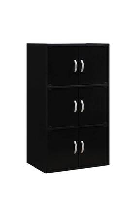 Hodedah 812183010376 6 Door Bookcase Cabinet Black