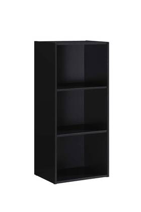 Hodedah 812183010673 Import 3 Shelf Bookcase Black 3-shelf