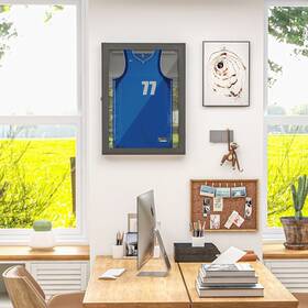 Homcom 196393247327 24 Inch X 32 Jersey Display Case Wall-mounted