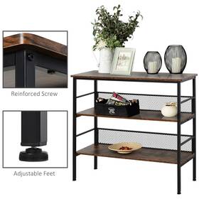 Homcom 842525114882 3-tier Industrial Style Storage Metal Wooden Shelf Black