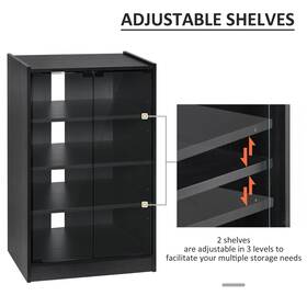 Homcom 842525180924 5-tier Media Stand Cabinet With 3-level Adjustable Black Modern And Contemp