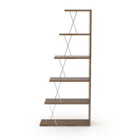 Homedora 799991632962 Discountworld Caitlyn Bookcase Walnut-chrome Modern And Contemporary
