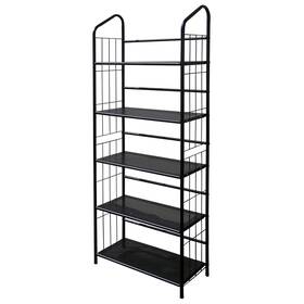 Homeroots 606114547570 Black Five Shelf Metal Standing Book - 64 Inch X 11