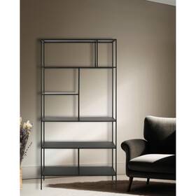 Homeroots 606119256927 72 Inch Black Metal Six Tier Etagere Bookcase