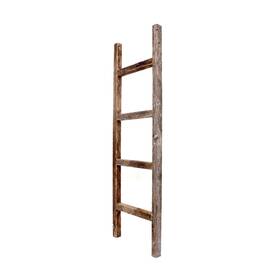 Homeroots 808223299207 4 Step Rustic Weathered Grey Wood Ladder Shelf - Ft
