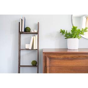 Homeroots 808223299627 4 Step Rustic Weathered Grey Wood Ladder Shelf - Ft Gray