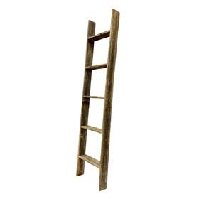 Homeroots 808223299634 4 Step Rustic Weathered Grey Wood Ladder Shelf - 60 Inch X 13 Gray