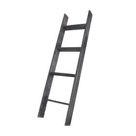 Homeroots 808223300002 4 Step Rustic Black Wood Ladder Shelf - 48 Inch X 13