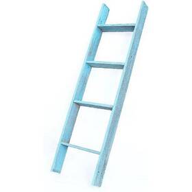 Homeroots 808223300064 5 Step Rustic Turquoise Wood Ladder Shelf - 57 Inch X 15
